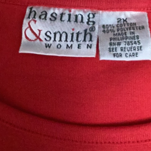 🎉HP🎉Hasting & Smith Women Crew Neck Top-Snowflake ❄️, Dark Red, 2X, NWT - Picture 2 of 8